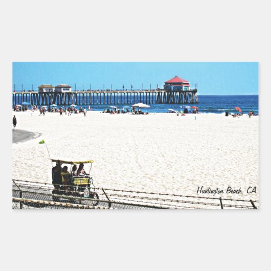 Sticker Rectangulaire Quai Huntington Beach (Devant)