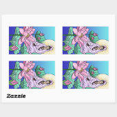 Sticker Rectangulaire Quan Yin (Kuan Yin) dans le Lotus (Feuille)