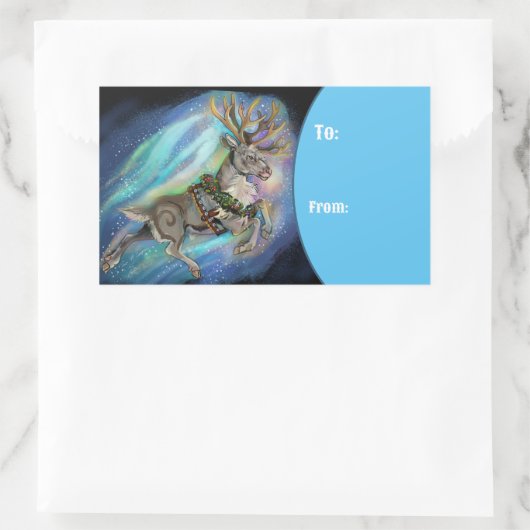 Sticker Rectangulaire Quand Reindeer vole (Sac)