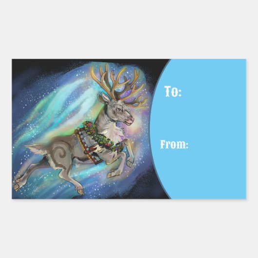 Sticker Rectangulaire Quand Reindeer vole (Devant)