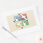 Sticker Rectangulaire Quatre albatros couleur (Enveloppe)
