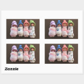 Sticker Rectangulaire Quatre Bébés D'Argile, Échangés, Avec Des Casquett (Feuille)