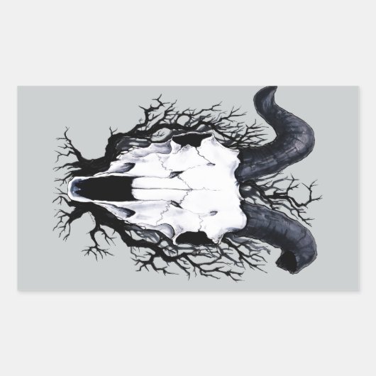 Sticker Rectangulaire Quatre crânes de saisons : Froid d'hiver (Devant)