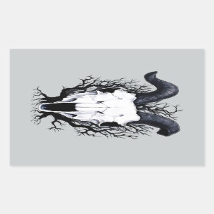 Sticker Rectangulaire Quatre crânes de saisons : Froid d'hiver