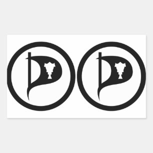 Sticker Rectangulaire QUATRE Double Pirate Party d'Islande