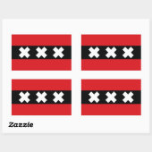 Sticker Rectangulaire QUATRE Drapeau d'Amsterdam (Feuille)