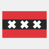 Sticker Rectangulaire QUATRE Drapeau d'Amsterdam (Devant)