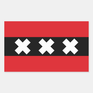 Sticker Rectangulaire QUATRE Drapeau d'Amsterdam