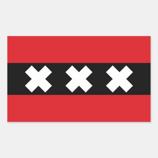 Sticker Rectangulaire QUATRE Drapeau d'Amsterdam (Devant)