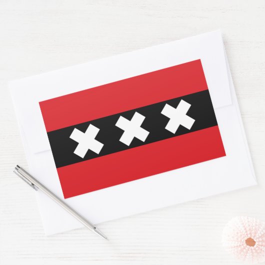 Sticker Rectangulaire QUATRE Drapeau d'Amsterdam (Enveloppe)