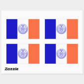 Sticker Rectangulaire QUATRE Drapeau de New York (Feuille)