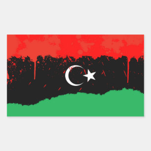 Sticker Rectangulaire QUATRE Drapeau du Royaume de Libye stylisé (1951-1