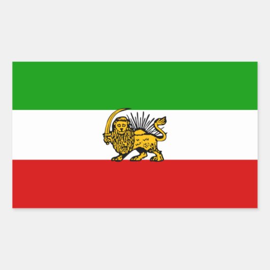 Sticker Rectangulaire QUATRE Drapeau Lion et Soleil Iran (Devant)