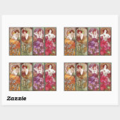 Sticker Rectangulaire Quatre Muchas floraux (Feuille)