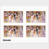 Sticker Rectangulaire Quatre saisons par Alphonse Mucha 1895 (Feuille)