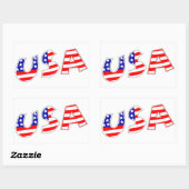STICKER RECTANGULAIRE QUATRE "USA" (Feuille)
