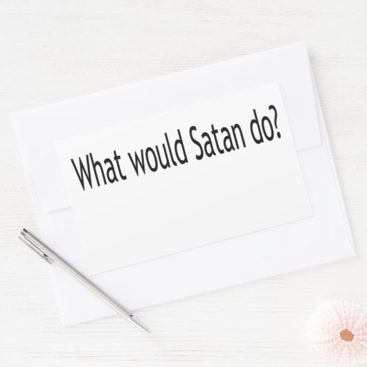 Sticker Rectangulaire Que ferait Satan ? (Enveloppe)
