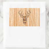Sticker Rectangulaire Queue blanche Buck Tête de cerf Bois Grain (Sac)