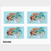 Sticker Rectangulaire Queue Turquoise de sirène d'Imaginaire (Feuille)