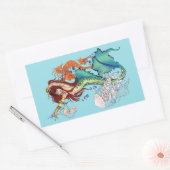 Sticker Rectangulaire Queue Turquoise de sirène d'Imaginaire (Enveloppe)
