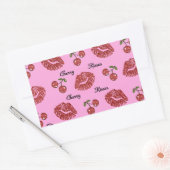 Sticker Rectangulaire RAB Rockabilly Cherry Kisses on Pink (Enveloppe)