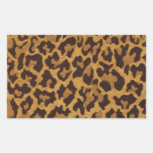 Sticker Rectangulaire RAB Rockabilly Imprimé Léopard Marron Or (Devant)