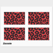 Sticker Rectangulaire RAB Rockabilly Imprimé Léopard Rouge Noir (Feuille)