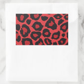Sticker Rectangulaire RAB Rockabilly Imprimé Léopard Rouge Noir (Sac)