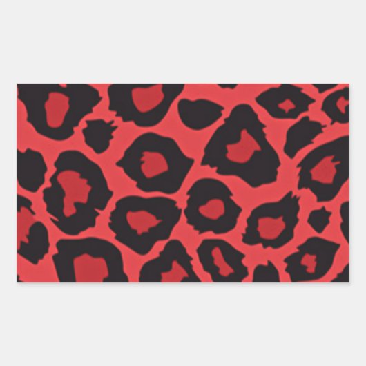 Sticker Rectangulaire RAB Rockabilly Imprimé Léopard Rouge Noir (Devant)