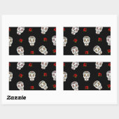 Sticker Rectangulaire RAB Rockabilly Sugar Skulls Roses On Black (Feuille)