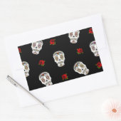 Sticker Rectangulaire RAB Rockabilly Sugar Skulls Roses On Black (Enveloppe)