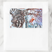 Sticker Rectangulaire Raccoons dans la neige (Sac)