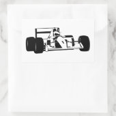 Sticker Rectangulaire Race Car Silhouette noir et blanc (Sac)