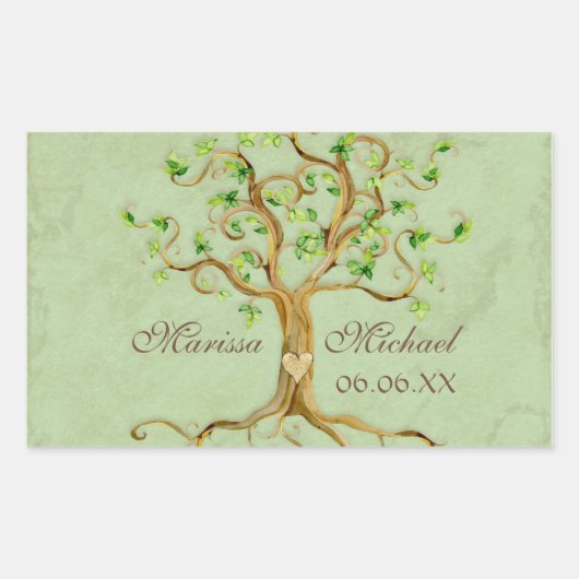 Sticker Rectangulaire Racines de l'arbre à spirales - Mariage de jonctio (Devant)
