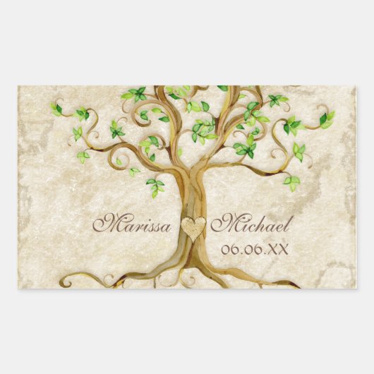 Sticker Rectangulaire Racines de l'arbre à spirales - Mariage de jonctio (Devant)