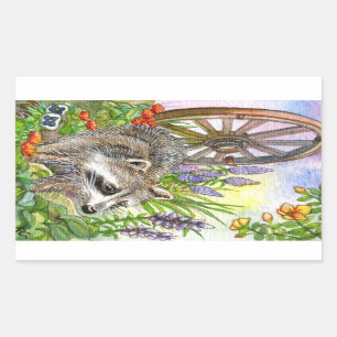 Sticker Rectangulaire Racoon Par Flower Garden