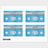 Sticker Rectangulaire Radio Vintage bleu (Feuille)
