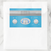 Sticker Rectangulaire Radio Vintage bleu (Sac)