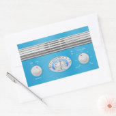 Sticker Rectangulaire Radio Vintage bleu (Enveloppe)