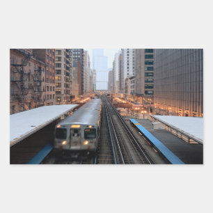 Sticker Rectangulaire Rail élevé Chicago du centre au-dessus de Wabash