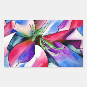 Sticker Rectangulaire Rainbow Azalea fleur aquarelle originale