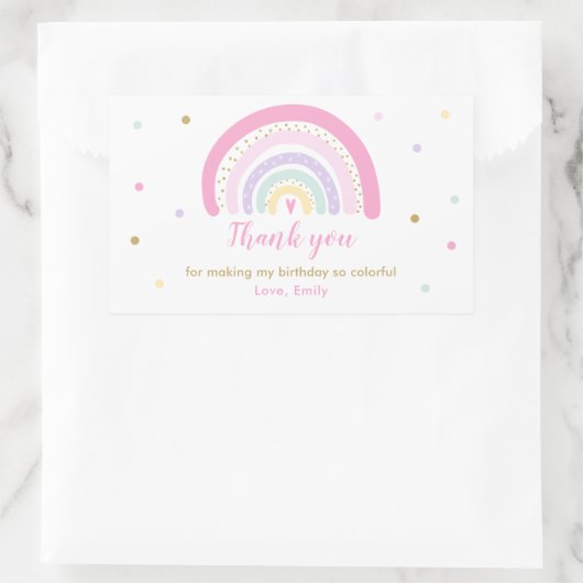 Sticker Rectangulaire Rainbow Baby shower Pastel Favor (Sac)