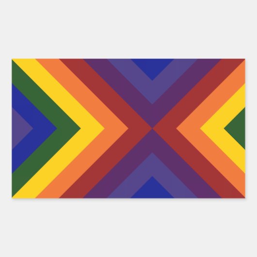 Sticker Rectangulaire Rainbow Chevrons (Devant)