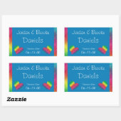 Sticker Rectangulaire [Rainbow Crinkle Mariage] Heart Butterfly Blue (Feuille)