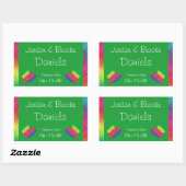 Sticker Rectangulaire [Rainbow Crinkle Mariage] Heart Butterfly Green (Feuille)