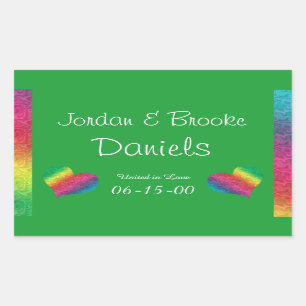 Sticker Rectangulaire [Rainbow Crinkle Mariage] Heart Butterfly Green