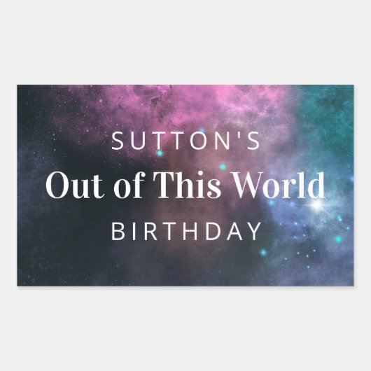 Sticker Rectangulaire Rainbow Galaxy Anniversaire (Devant)