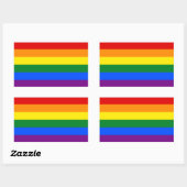 Sticker Rectangulaire Rainbow Gay Lesbian Trans Queer LGBTQ Pride drapea (Feuille)