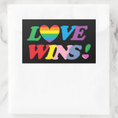 Sticker Rectangulaire Rainbow Love Wins Pride Heart LGBT (Sac)