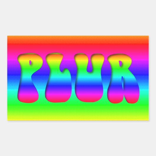 Sticker Rectangulaire Rainbow PLUR (Devant)